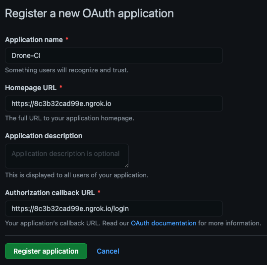 new oauth application