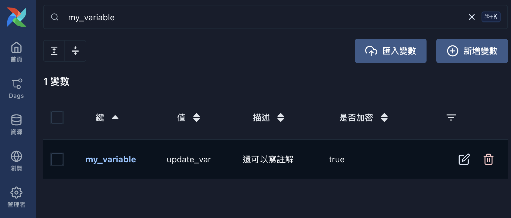 查看 Variable 值